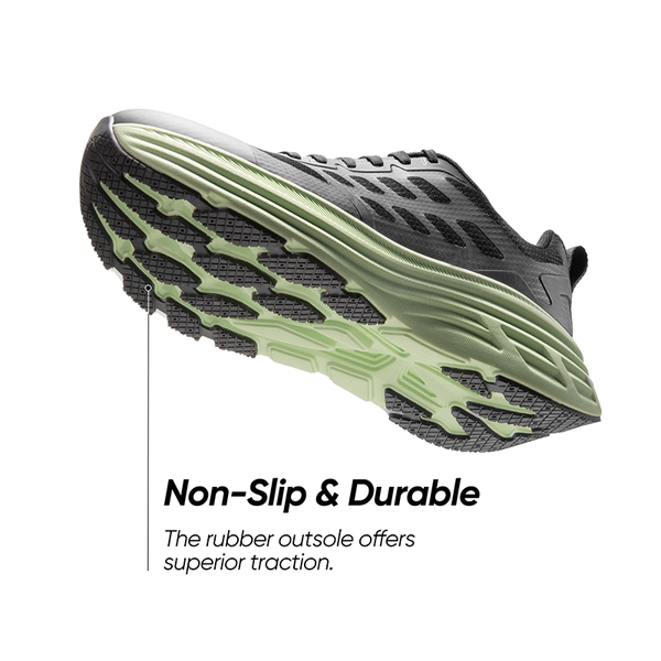 [ActiveFloat] Men's Breathable Athleisure Running Shoes - BLACK/GREEN - 4